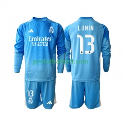 Fotballdrakt Real Madrid Keeper Andriy Lunin 13 Barn Hjemmekit 2025-2026 Langermet