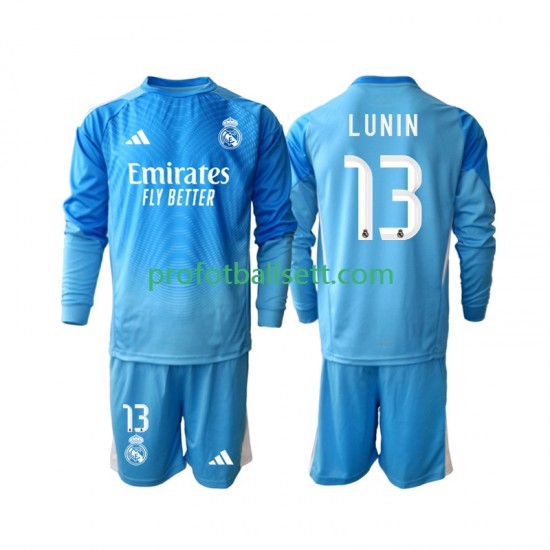 Fotballdrakt Real Madrid Keeper Andriy Lunin 13 Barn Hjemmekit 2025-2026 Langermet