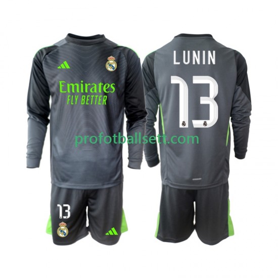 Fotballdrakt Real Madrid Keeper Andriy Lunin 13 Barn Tredjekit 2025-2026 Langermet