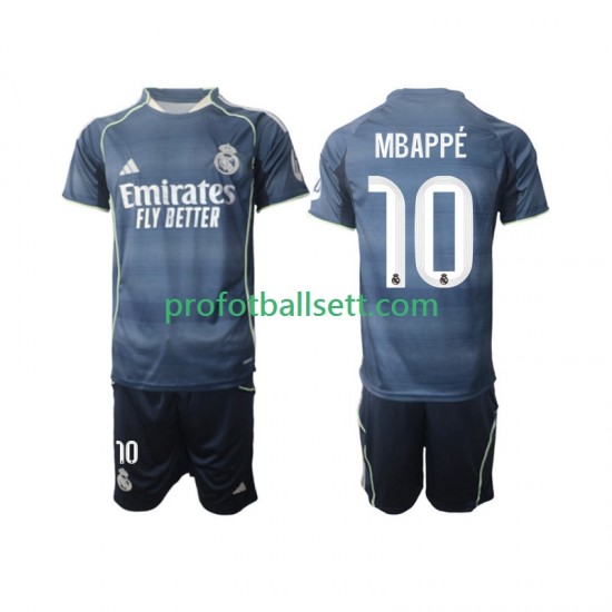 Fotballdrakt Real Madrid Kylian Mbappe 10 Barn Bortekit 2025-2026 Kortermet