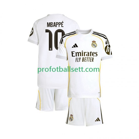 Fotballdrakt Real Madrid Kylian Mbappe 10 Barn Hjemmekit 2025-2026 Kortermet