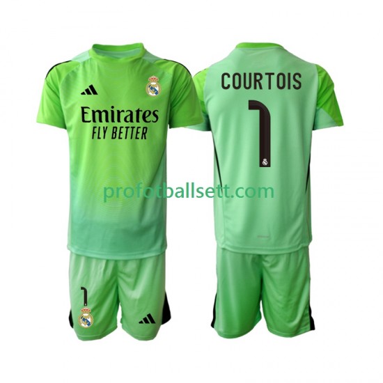 Fotballdrakt Real Madrid Thibaut Courtois 1 Barn Bortekit 2025-2026 Kortermet