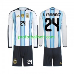 Fotballdrakt Argentina Enzo Fernandez 24 Barn Hjemmekit VM 2026 Langermet