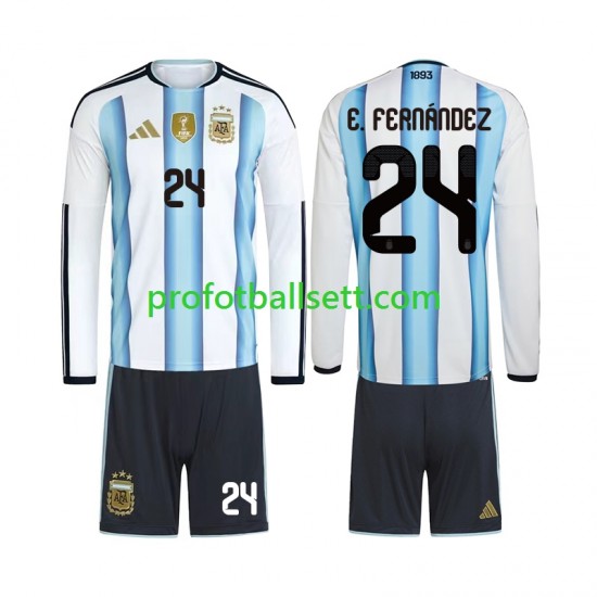Fotballdrakt Argentina Enzo Fernandez 24 Barn Hjemmekit VM 2026 Langermet
