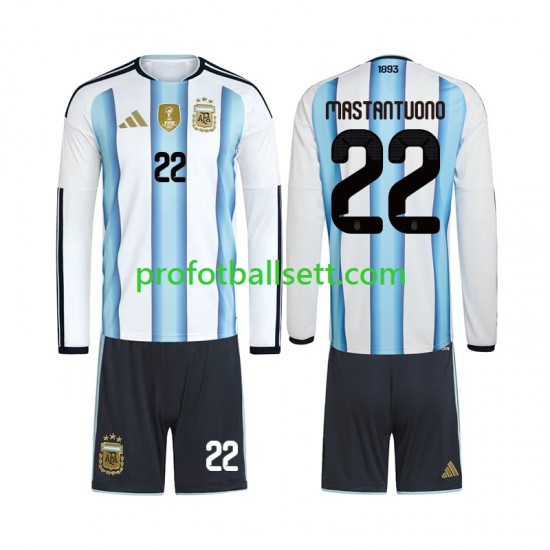 Fotballdrakt Argentina Franco Mastantuono 22 Barn Hjemmekit VM 2026 Langermet
