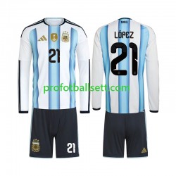 Fotballdrakt Argentina Jose Manuel Lopez 21 Barn Hjemmekit VM 2026 Langermet