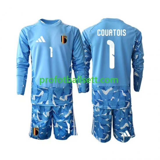 Fotballdrakt Belgia Keeper Thibaut Courtois 1 Barn Hjemmekit VM 2026 Langermet