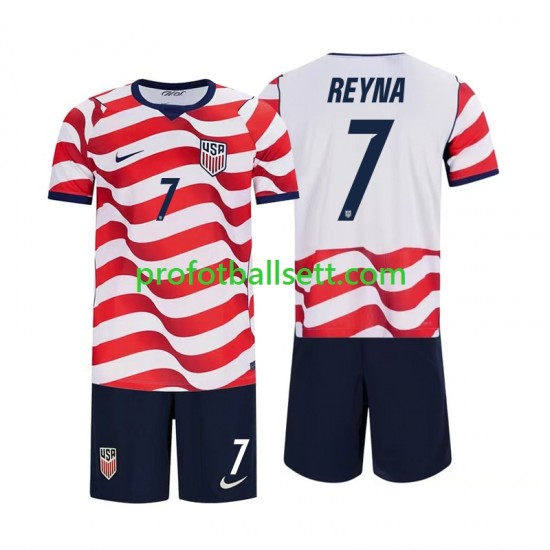 Fotballdrakt USA Giovanni Reyna 7 Barn Hjemmekit VM 2026 Kortermet