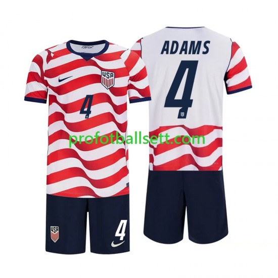 Fotballdrakt USA Tyler Adams 4 Barn Hjemmekit VM 2026 Kortermet