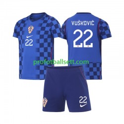 Fotballdrakt Kroatia Luka Vuskovic 22 Barn Bortekit VM 2026 Kortermet