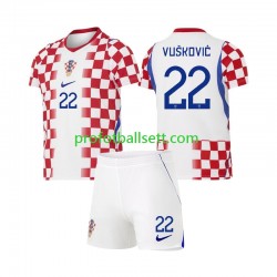 Fotballdrakt Kroatia Luka Vuskovic 22 Barn Hjemmekit VM 2026 Kortermet