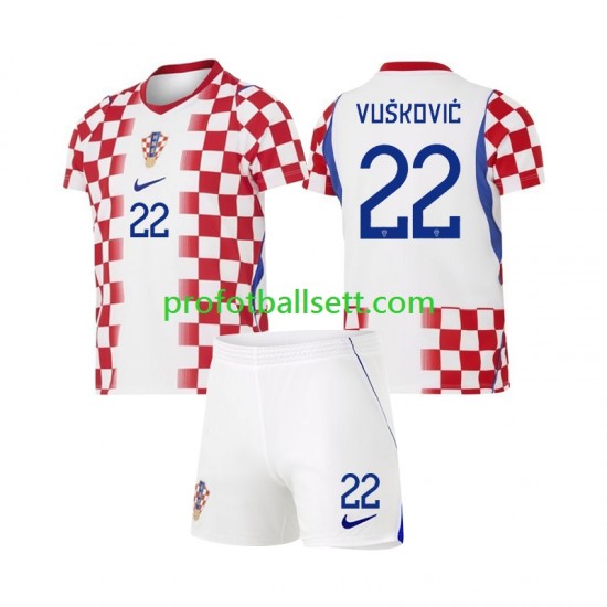 Fotballdrakt Kroatia Luka Vuskovic 22 Barn Hjemmekit VM 2026 Kortermet