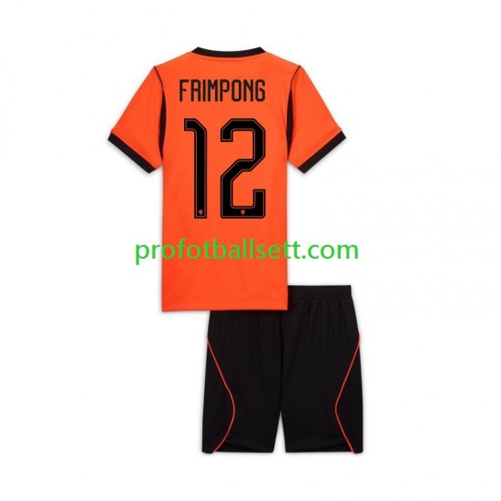 Fotballdrakt Nederland Jeremie Frimpong 12 Barn Hjemmekit VM 2026 Kortermet