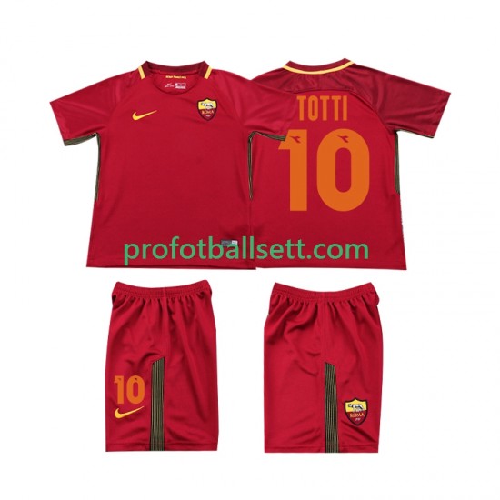Retro Fotballdrakt AS Roma Totti 10 2017-2018 Barn Hjemmekit Kortermet