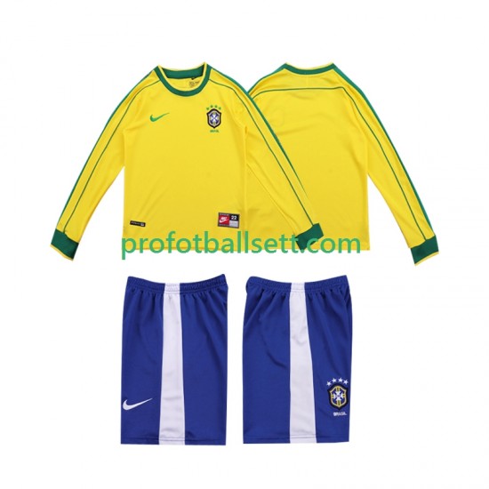 Retro Fotballdrakt Brasil 1998 Barn Hjemmekit Langermet