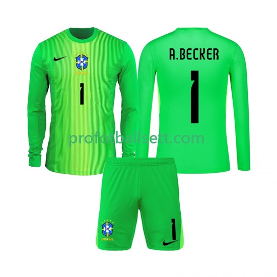 Fotballdrakt Brasil Keeper Alisson Becker 1 Barn Hjemmekit 2026 Langermet