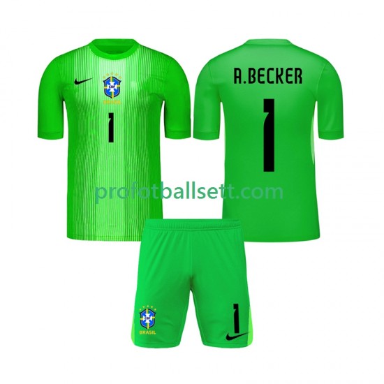 Fotballdrakt Brasil Keeper Alisson Becker 1 Barn Hjemmekit 2026 Kortermet