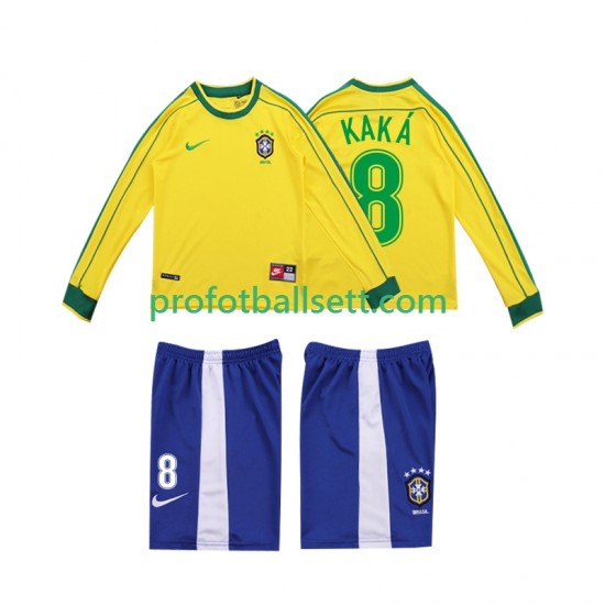 Retro Fotballdrakt Brasil KAKA 8 1998 Barn Hjemmekit Langermet