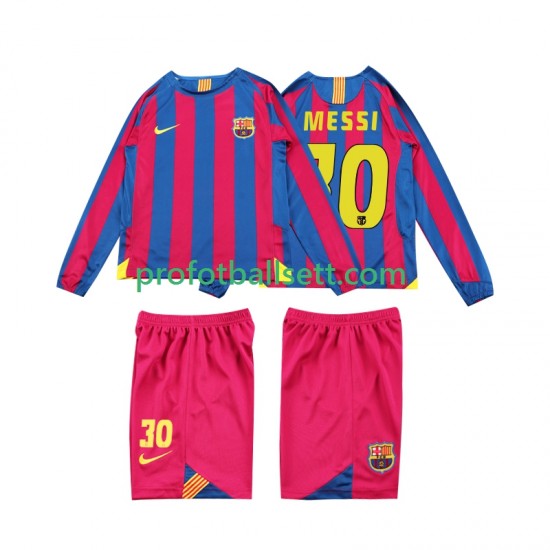 Retro Fotballdrakt FC Barcelona Lionel Messi 10 2005 Barn Hjemmekit 2006 Langermet