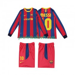 Retro Fotballdrakt FC Barcelona Lionel Messi 10 Barn Hjemmekit 2010 2011 Langermet