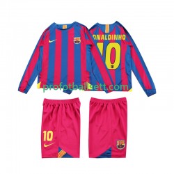 Retro Fotballdrakt FC Barcelona RONALDINHO 10 2005 Barn Hjemmekit 2006 Langermet