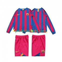 Retro Fotballdrakt FC Barcelona 2005 Barn Hjemmekit 2006 Langermet