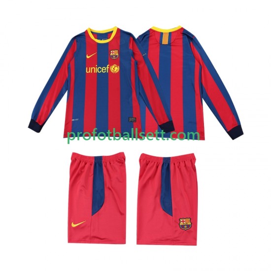 Retro Fotballdrakt FC Barcelona Barn Hjemmekit 2010 2011 Langermet