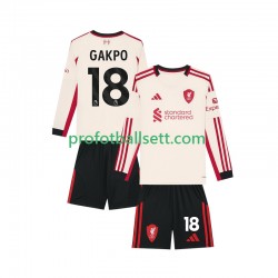 Fotballdrakt Liverpool Gakpo 18 Barn Bortekit 2025-2026 Langermet