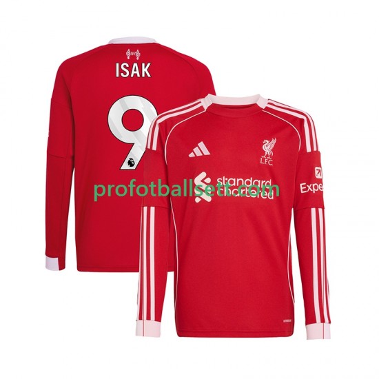 Fotballdrakt Liverpool ISAK 9 Herre Hjemmekit 2025-2026 Langermet