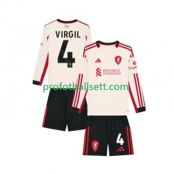 Fotballdrakt Liverpool Virgil van Dijk 4 Barn Bortekit 2025-2026 Langermet