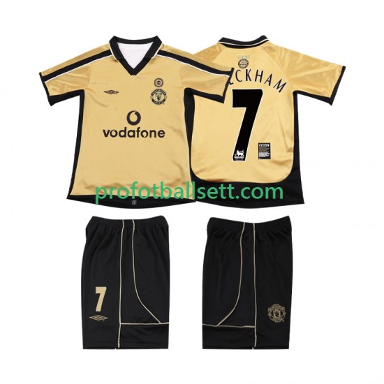 Manchester Utd BECKHAM 7 Anniversary Football Shirt 2001 2002 Barn Tredjekit Kortermet