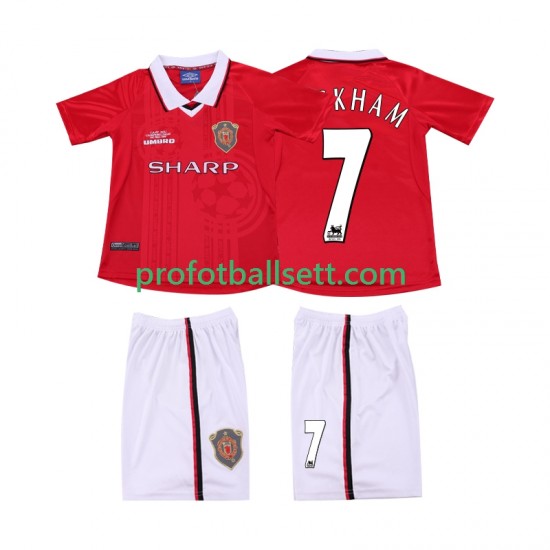 Retro Fotballdrakt Manchester Utd BECKHAM 7 2000 Barn Hjemmekit 1999 Kortermet