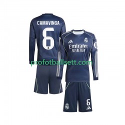 Fotballdrakt Real Madrid Camavinga 6 Barn Bortekit 2025-2026 Langermet