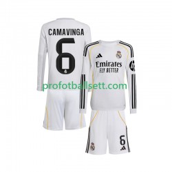 Fotballdrakt Real Madrid Camavinga 6 Barn Hjemmekit 2025-2026 Langermet