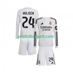 Fotballdrakt Real Madrid Huijsen 24 Barn Hjemmekit 2025-2026 Langermet