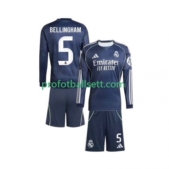 Fotballdrakt Real Madrid Jude Bellingham 5 Barn Bortekit 2025-2026 Langermet