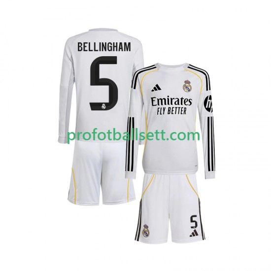 Fotballdrakt Real Madrid Jude Bellingham 5 Barn Hjemmekit 2025-2026 Langermet