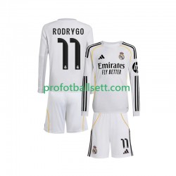 Fotballdrakt Real Madrid Rodrygo 11 Barn Hjemmekit 2025-2026 Langermet