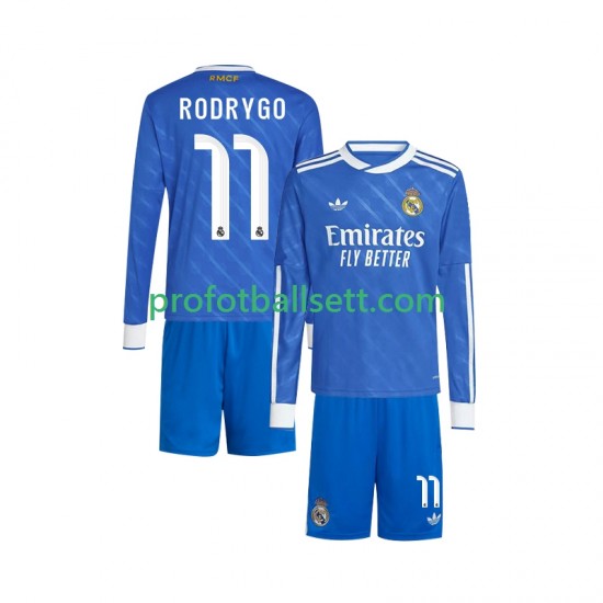Fotballdrakt Real Madrid Rodrygo 11 Barn Tredjekit 2025-2026 Langermet