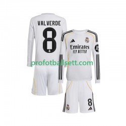 Fotballdrakt Real Madrid Valverde 8 Barn Hjemmekit 2025-2026 Langermet