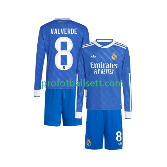 Fotballdrakt Real Madrid Valverde 8 Barn Tredjekit 2025-2026 Langermet
