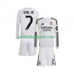 Fotballdrakt Real Madrid Vinicius Junior 7 Barn Hjemmekit 2025-2026 Langermet