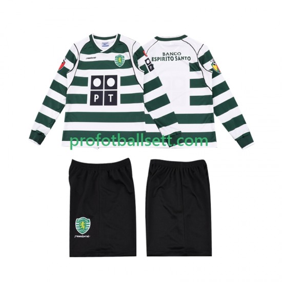 Retro Fotballdrakt Sporting CP 2001 2003 Barn Hjemmekit Langermet