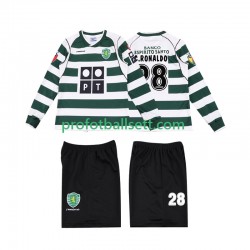 Retro Fotballdrakt Sporting CP Cristiano Ronaldo 28 2001 2003 Barn Hjemmekit Langermet